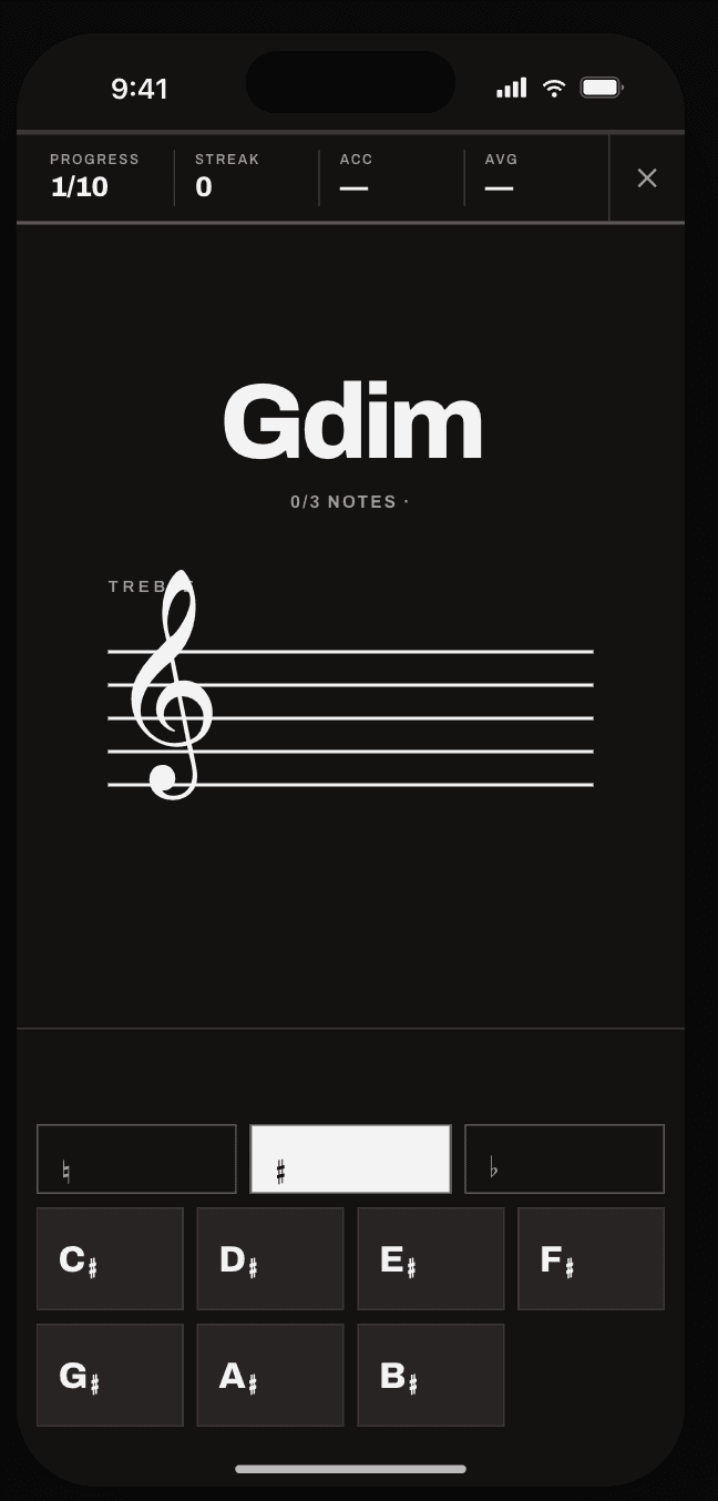 Chord reading screen